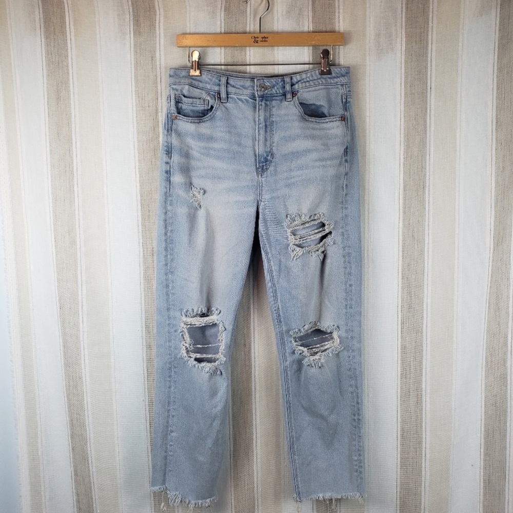 American Eagle Stretch High Rise Mom Straight Jeans Blue Size 10